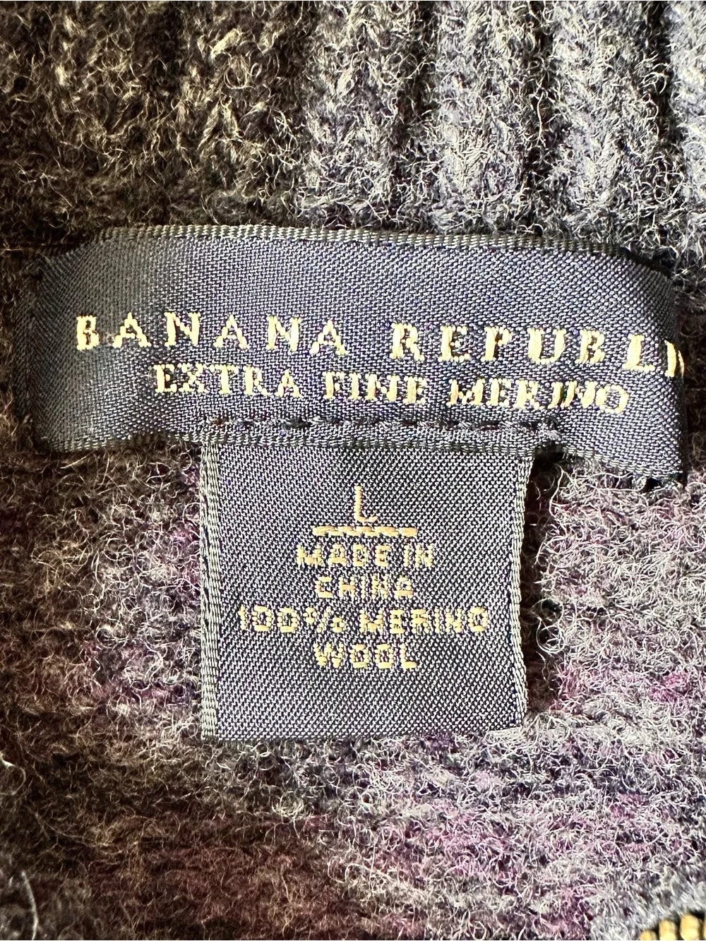 Banana Republic Merino Wool 1/4 Zip Sweater Men Large Purple Fair Isle Preppy